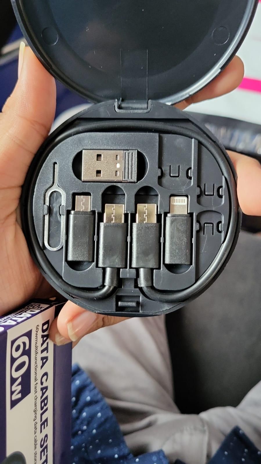 Fast Charging Travel Cable Set – 60W Multi Cable with USB - C, Micro USB & Lightning Connectors by Spectroum