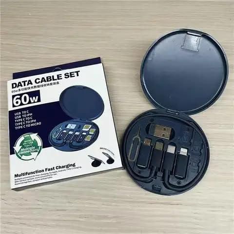 Fast Charging Travel Cable Set – 60W Multi Cable with USB - C, Micro USB & Lightning Connectors by Spectroum