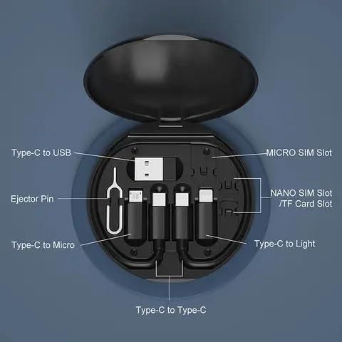 Fast Charging Travel Cable Set – 60W Multi Cable with USB - C, Micro USB & Lightning Connectors by Spectroum
