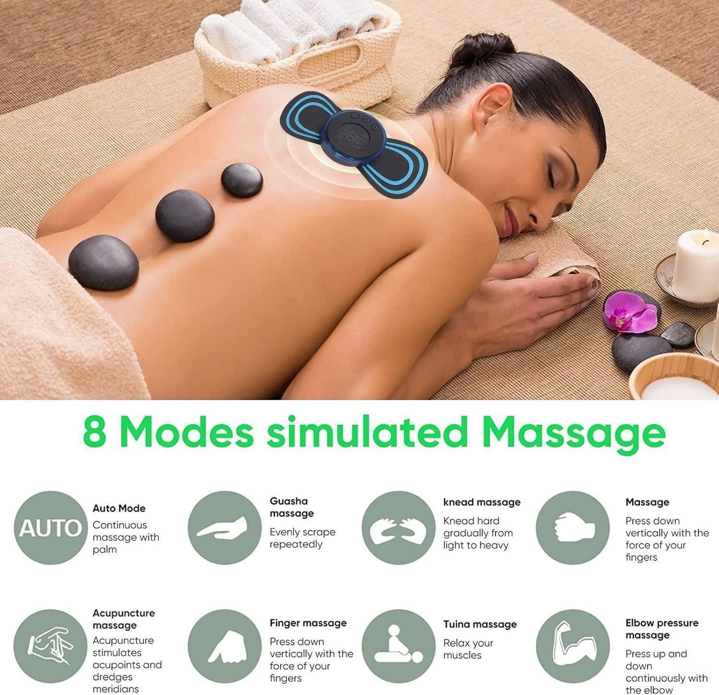 Mini Rechargeable Massager – 8 Modes, 19 Strengths | Pain Relief for Shoulder, Back, Legs & Arms by Spectroum