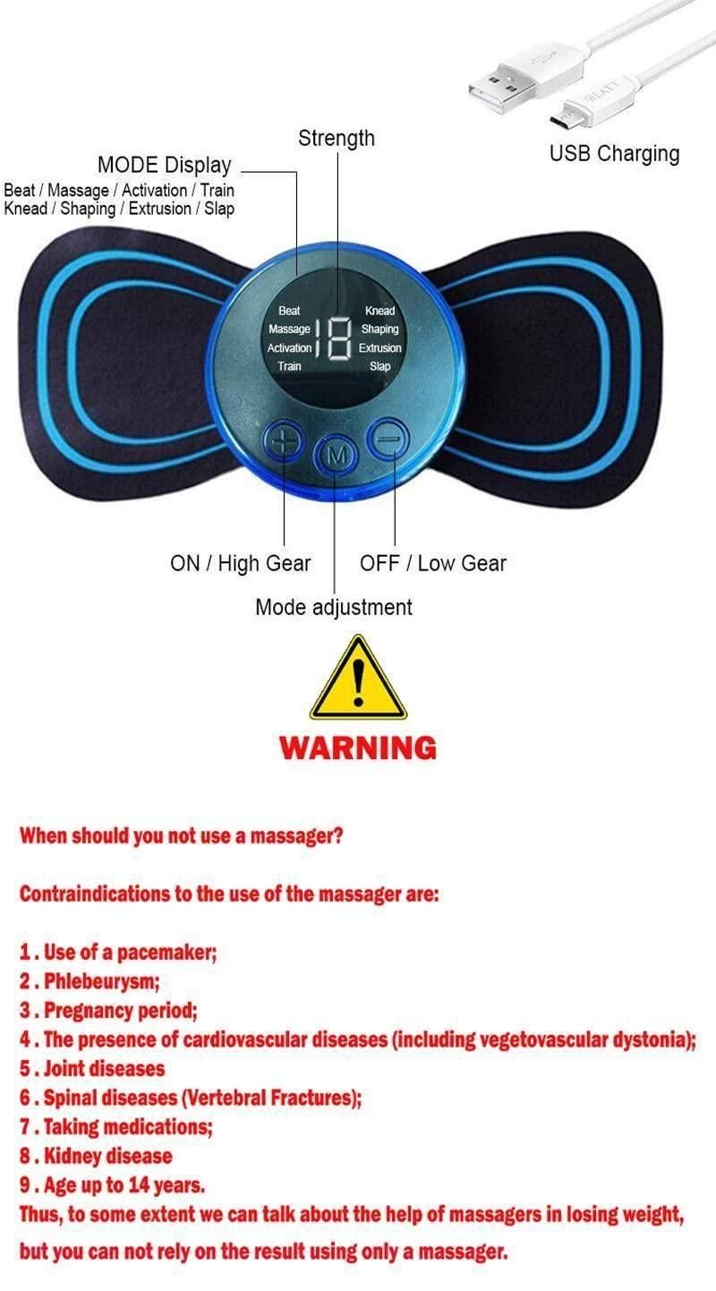 Mini Rechargeable Massager – 8 Modes, 19 Strengths | Pain Relief for Shoulder, Back, Legs & Arms by Spectroum